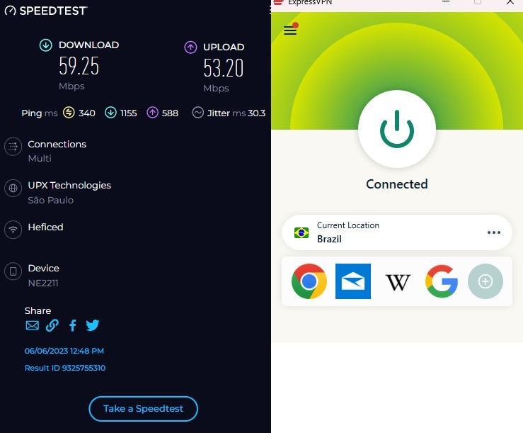 Brazil - Tested on Android Smartphone | ExpressVPN Speed Test